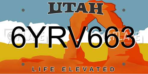 6YRV663 Utah License Plate