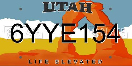 6YYE154 Utah License Plate
