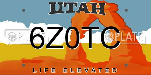 6Z0TC Utah License Plate