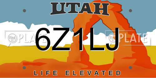 6Z1LJ Utah License Plate
