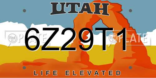 6Z29T1 Utah License Plate