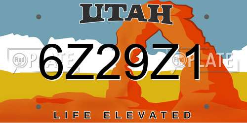 6Z29Z1 Utah License Plate