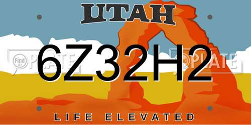 6Z32H2 Utah License Plate
