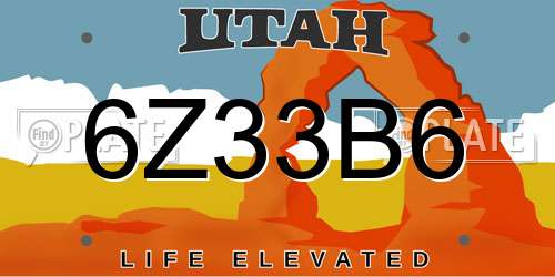 6Z33B6 Utah License Plate