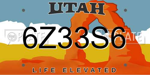 6Z33S6 Utah License Plate