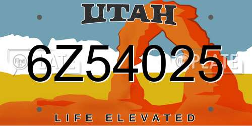 6Z54025 Utah License Plate
