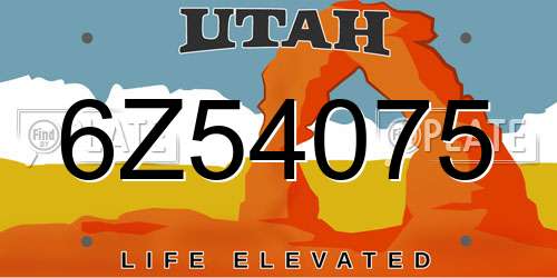 6Z54075 Utah License Plate
