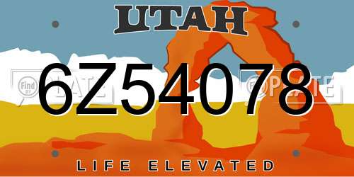 6Z54078 Utah License Plate