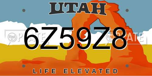 6Z59Z8 Utah License Plate