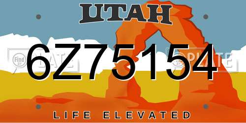 6Z75154 Utah License Plate