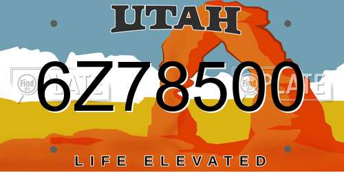 6Z78500 Utah License Plate