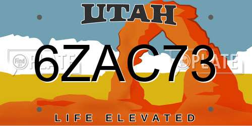 6ZAC73 Utah License Plate