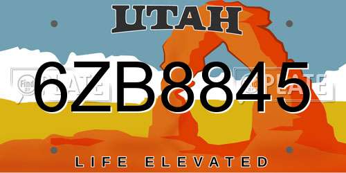 6ZB8845 Utah License Plate