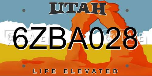 6ZBA028 Utah License Plate
