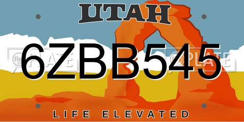 6ZBB545 Utah License Plate