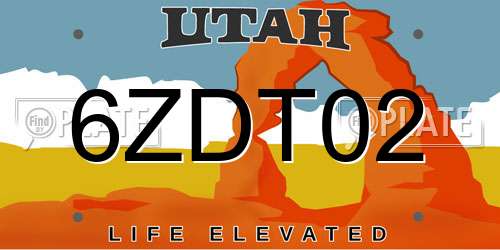 6ZDT02 Utah License Plate