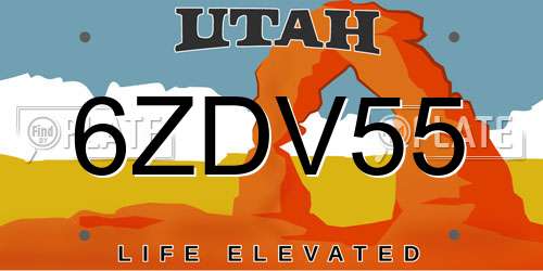 6ZDV55 Utah License Plate