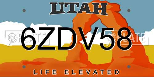 6ZDV58 Utah License Plate
