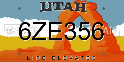 6ZE356 Utah License Plate