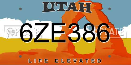 6ZE386 Utah License Plate