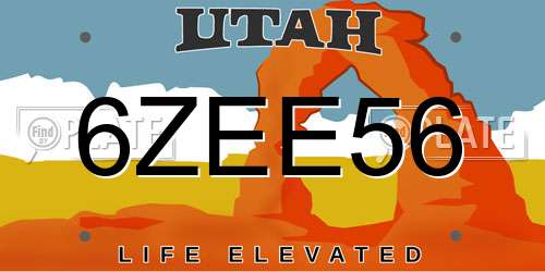 6ZEE56 Utah License Plate