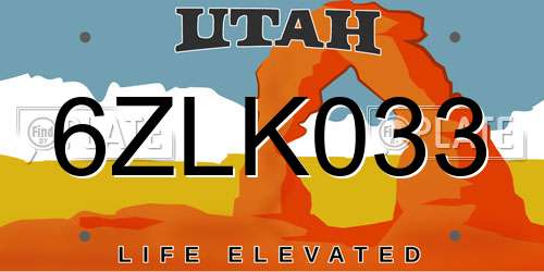 6ZLK033 Utah License Plate