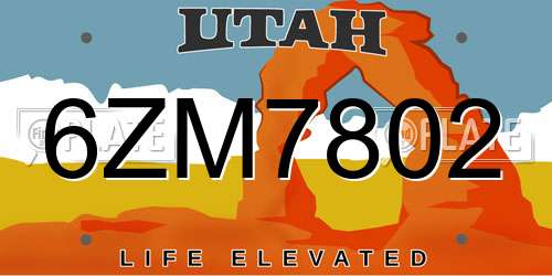 6ZM7802 Utah License Plate