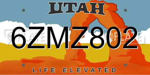 6ZMZ802 Utah License Plate