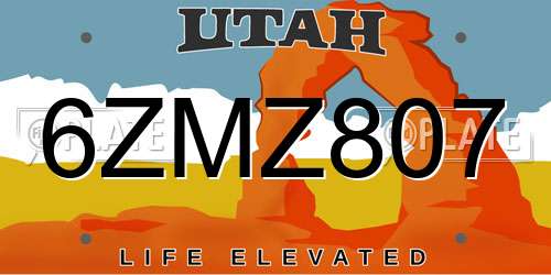 6ZMZ807 Utah License Plate