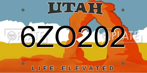 6ZO202 Utah License Plate