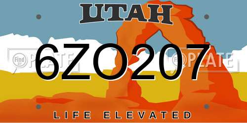 6ZO207 Utah License Plate
