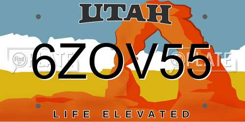 6ZOV55 Utah License Plate