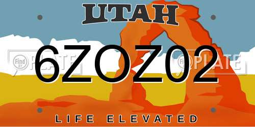 6ZOZ02 Utah License Plate