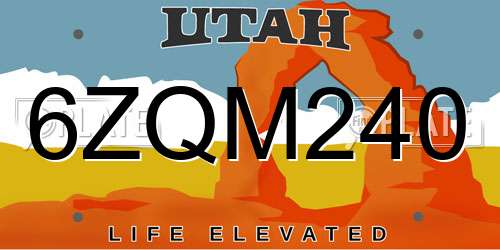 6ZQM240 Utah License Plate