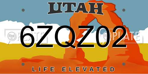 6ZQZ02 Utah License Plate