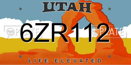 6ZR112 Utah License Plate