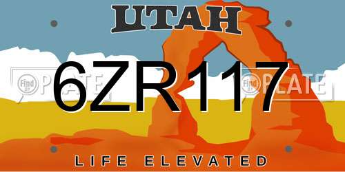 6ZR117 Utah License Plate