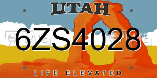6ZS4028 Utah License Plate