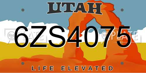 6ZS4075 Utah License Plate