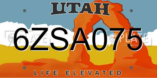 6ZSA075 Utah License Plate