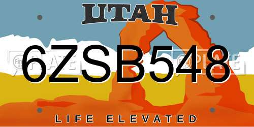 6ZSB548 Utah License Plate