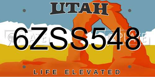 6ZSS548 Utah License Plate
