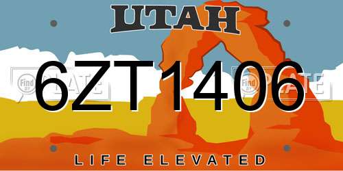 6ZT1406 Utah License Plate