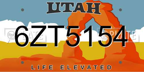 6ZT5154 Utah License Plate