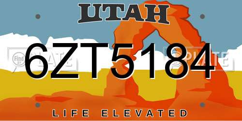 6ZT5184 Utah License Plate