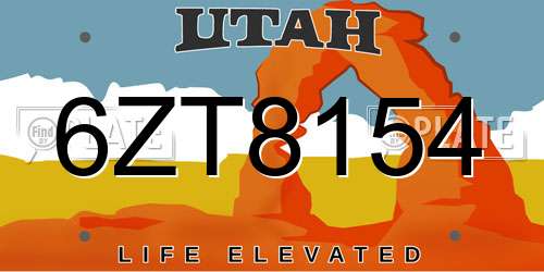 6ZT8154 Utah License Plate