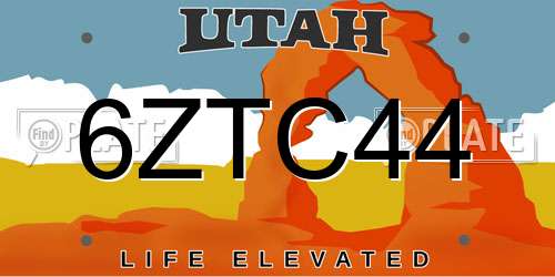 6ZTC44 Utah License Plate
