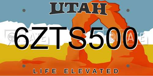 6ZTS500 Utah License Plate