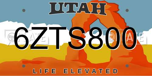 6ZTS800 Utah License Plate