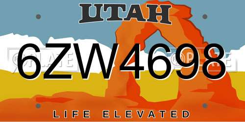 6ZW4698 Utah License Plate